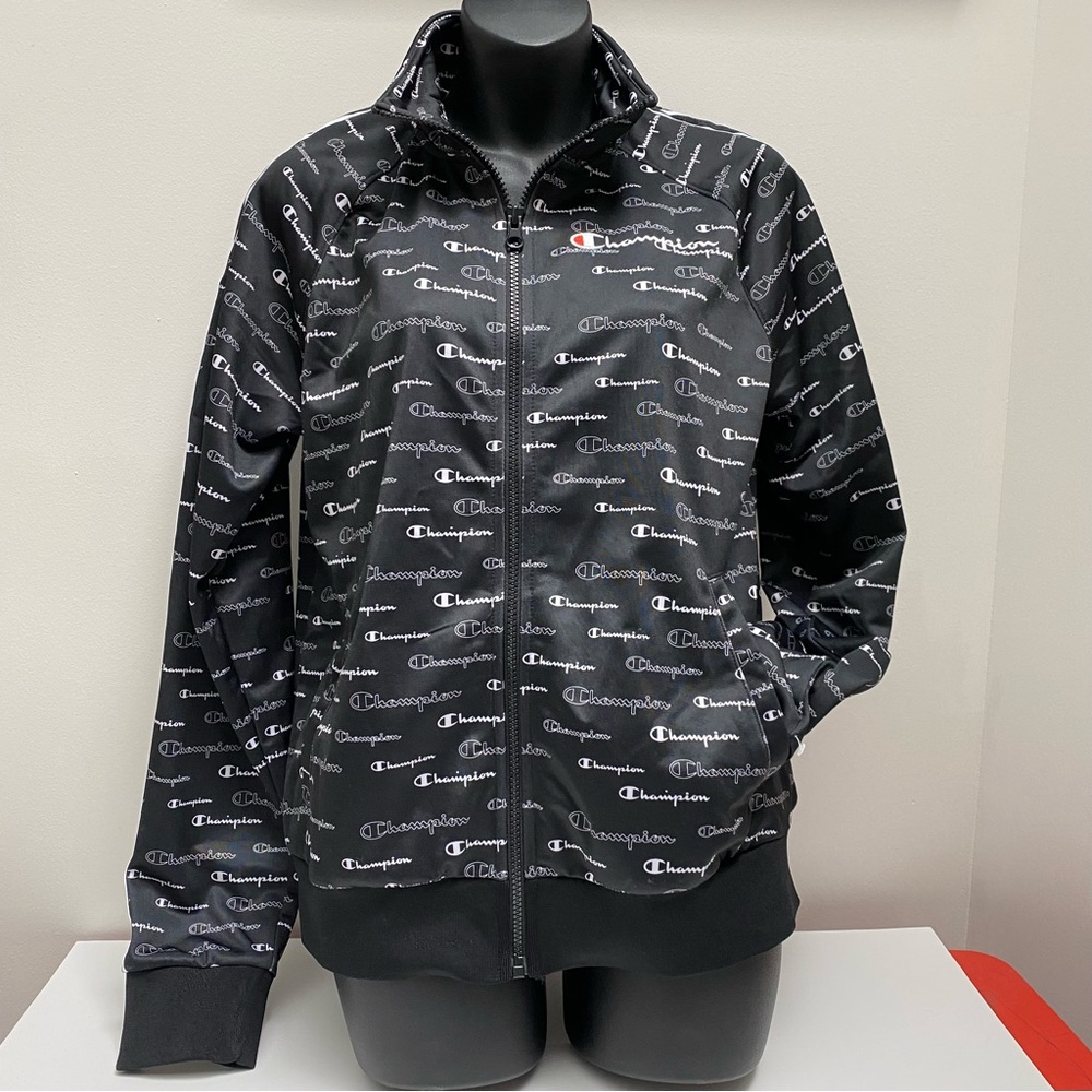 NWT Champion Allover Print Black Track Jacket
